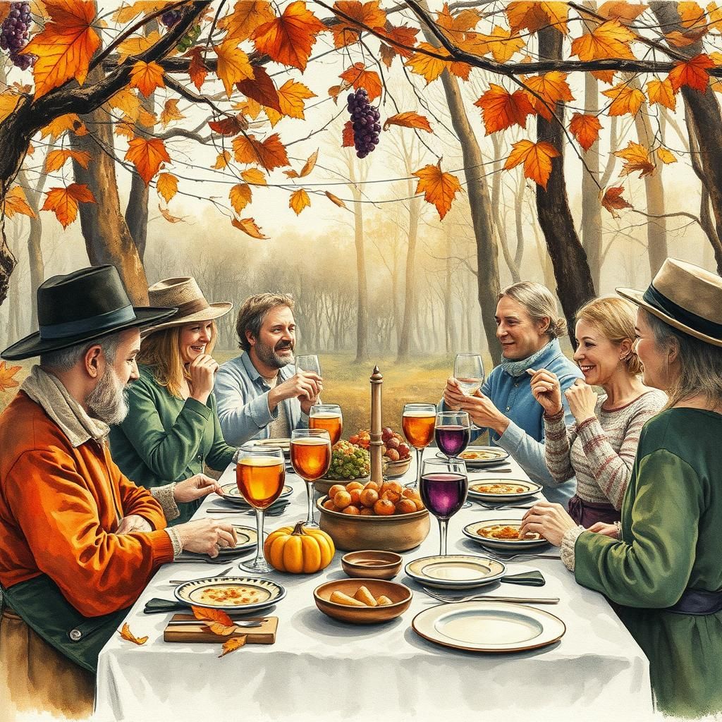 Grape Harvesters' Festival in Autumn Woods