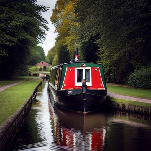 Narrowboat on English Canals Through Pristine Countryside