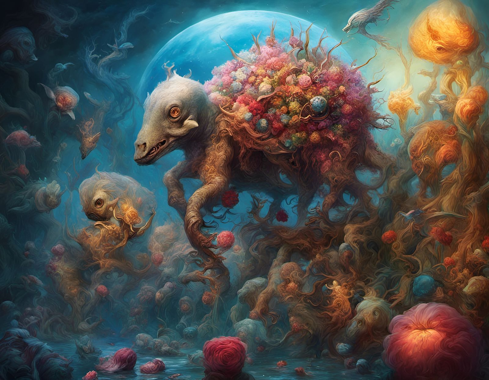 Cosmic Cryptid Taxidermy Rose Garden in 3D