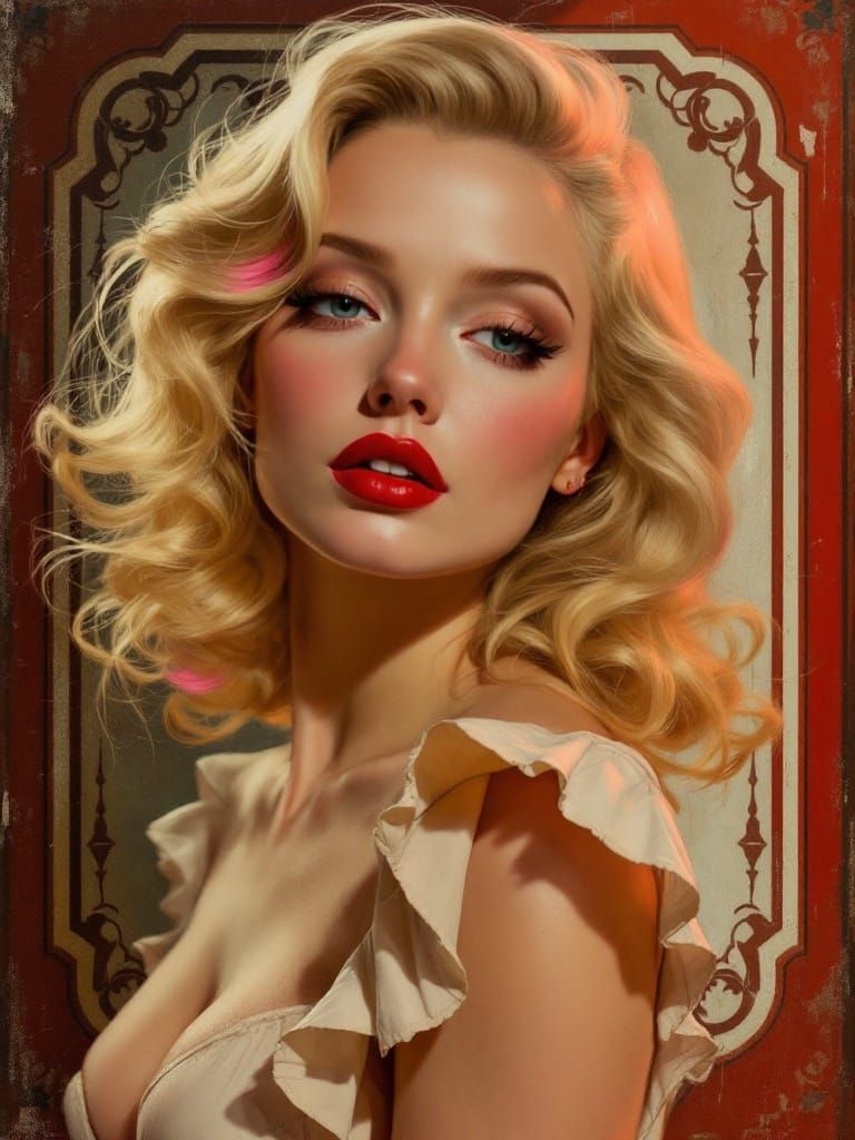 A Pin-Up Woman in Baroque Advertising Style