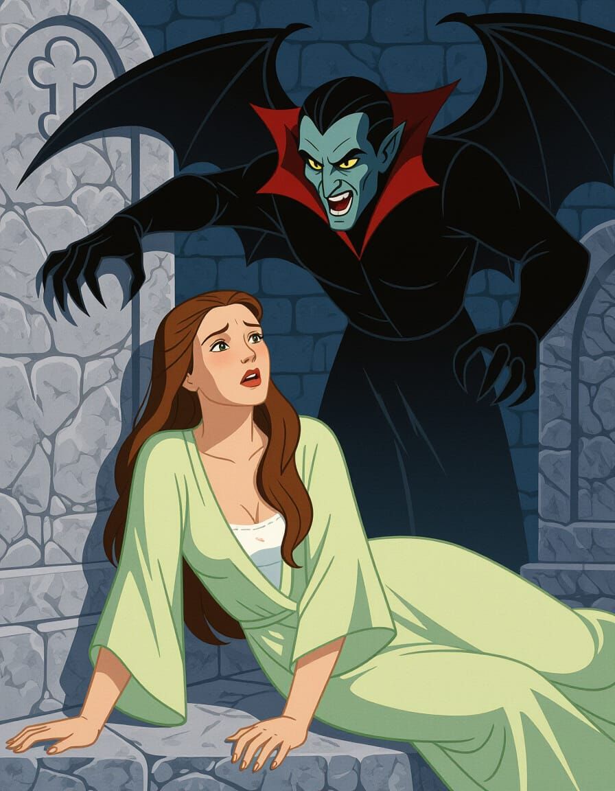 Graveyard Encounter: Woman and Shadowy Creature