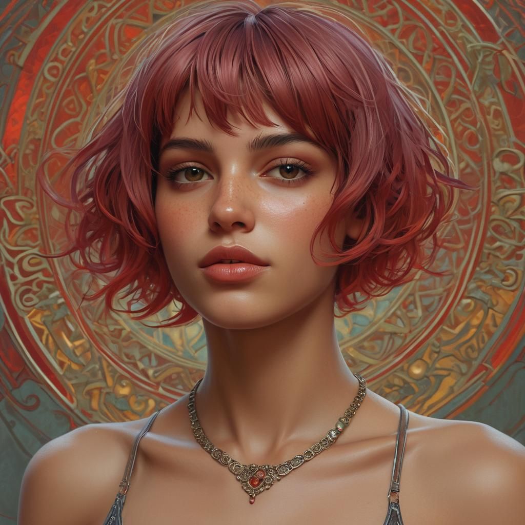 Vibrant Portrait of Arab Woman with Red Hair