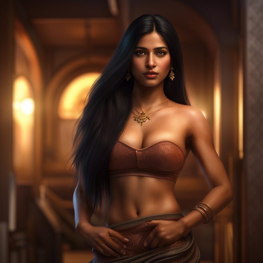 Hyperrealistic Photo of an Indian Girl near Church