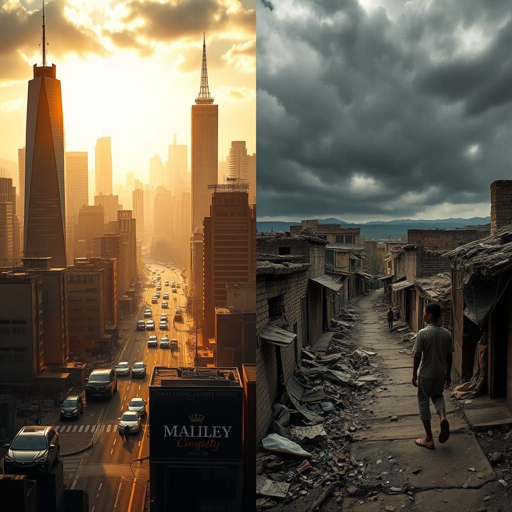 Wealth and Poverty: A Photorealistic Contrast