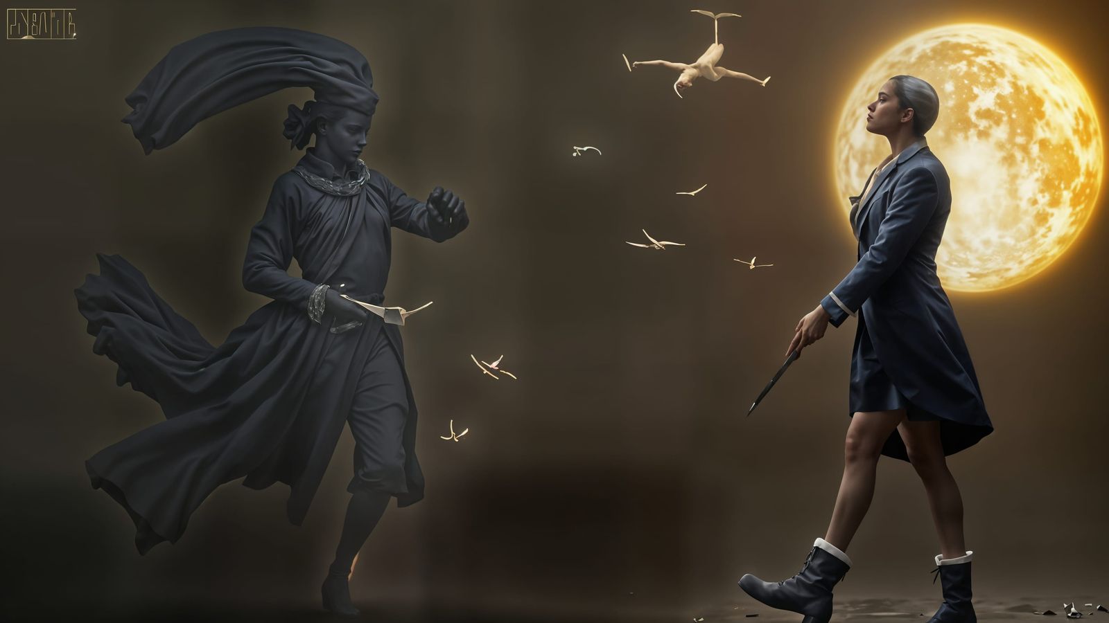 Neoclassical Pin-Up Goddess with Transparent Holographic Dep...