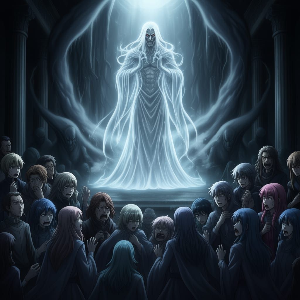 Menacing Ghostly Figure Confronts Cosmic Entity