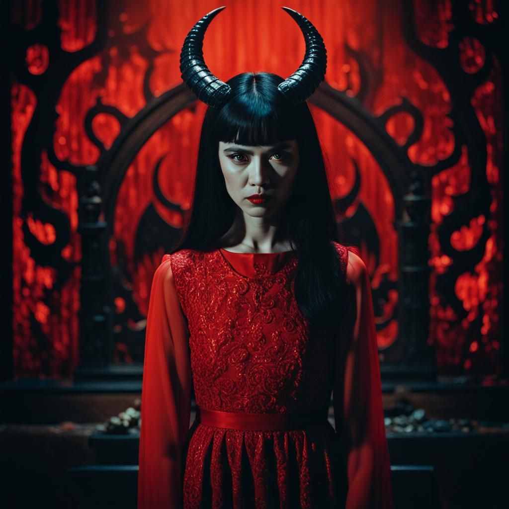 Cinematic Portrait of Satan's Daughter in Hell