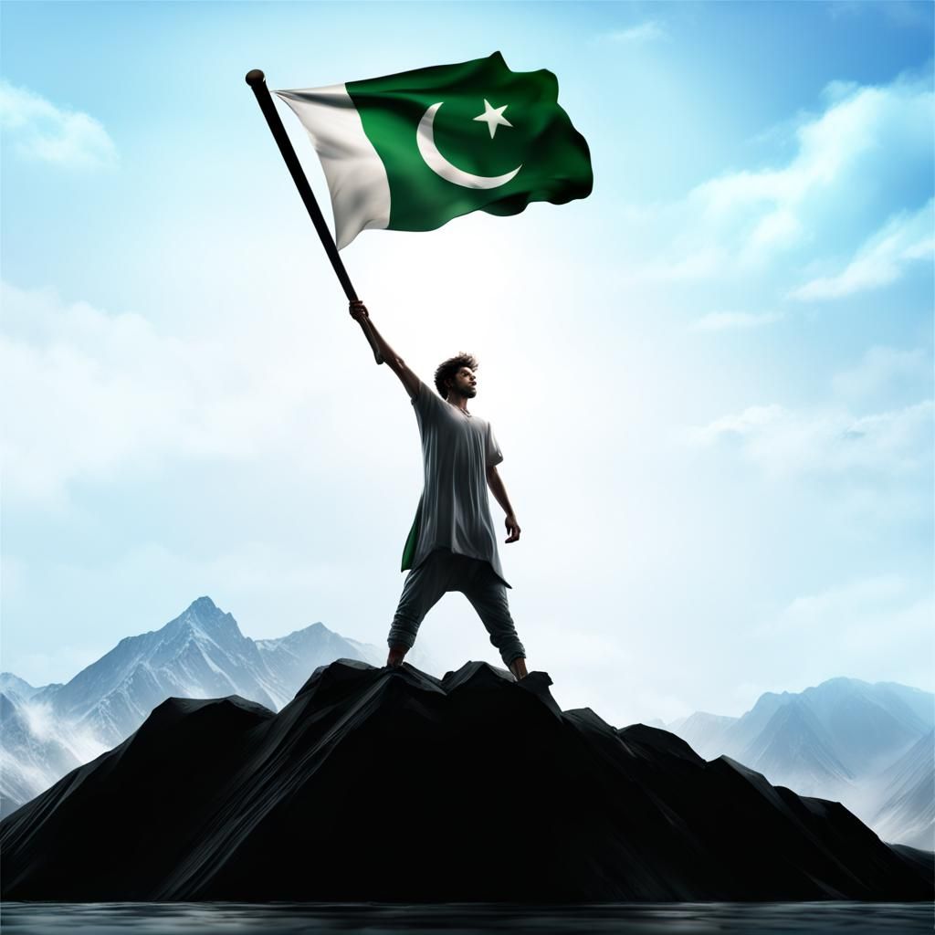 Hyperrealistic Pakistan Flag in Splash Art Style