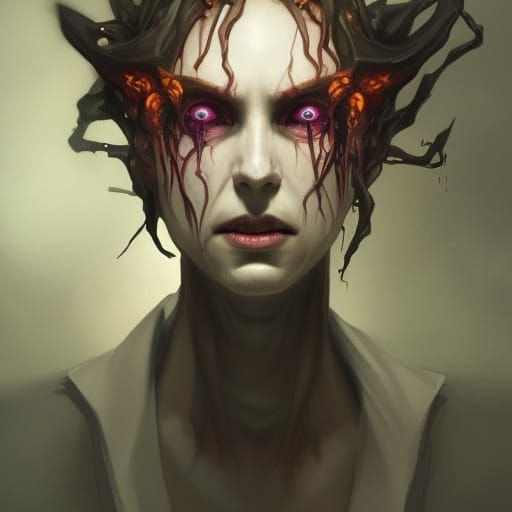 Eldritch Demon Portrait in Hyperdetailed Style