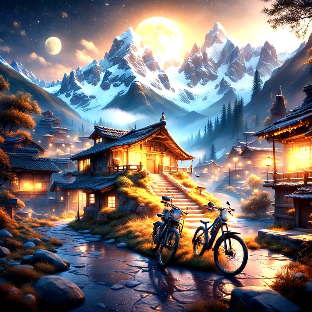 Bike with Magic Sparks in the Himalayas