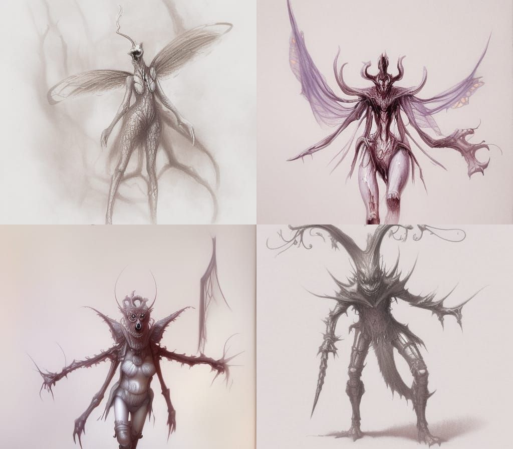 Ethereal Insect Character in Fantasy Landscape