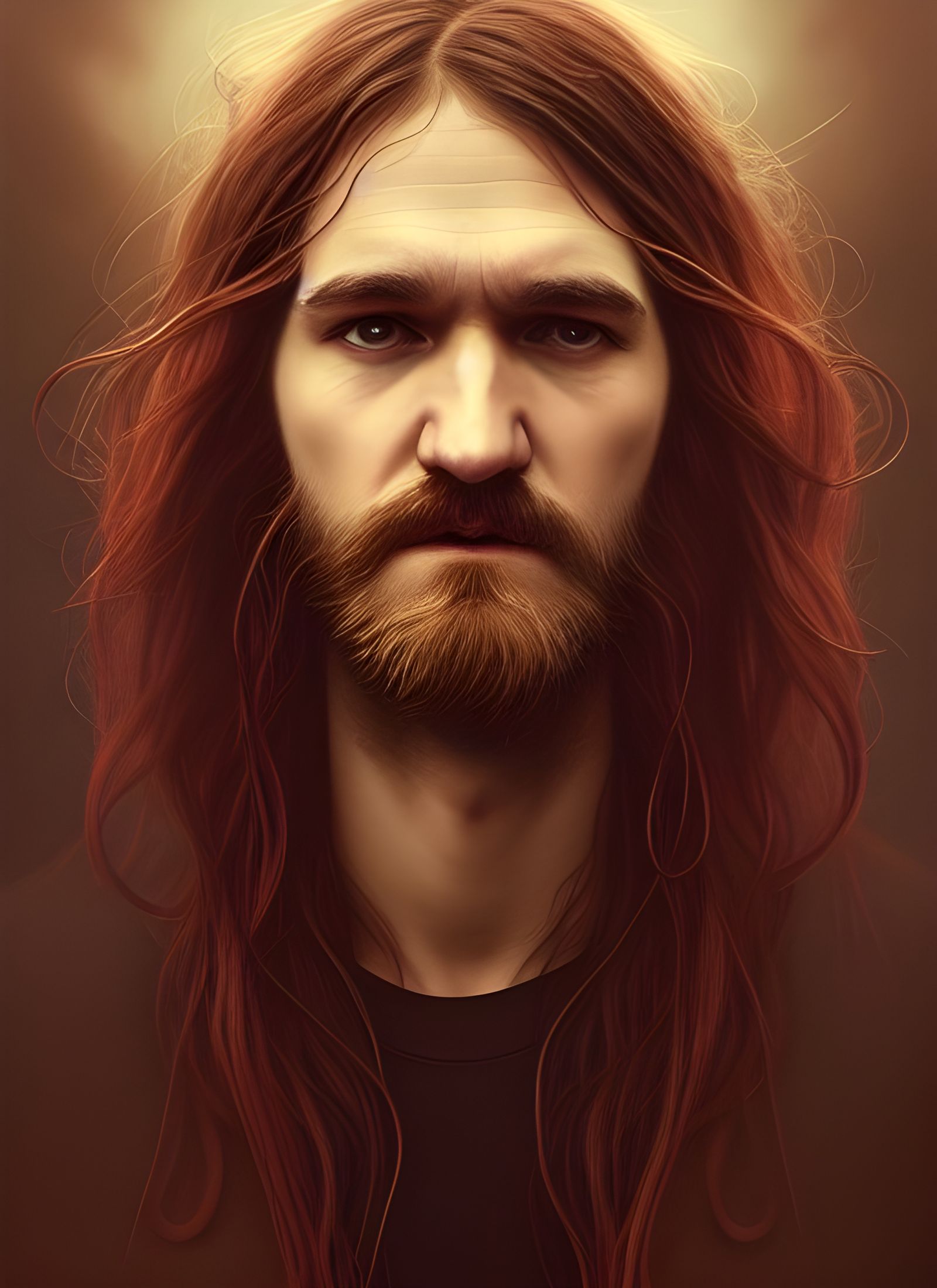 Cyberpunk Portrait of Man with Long Hair