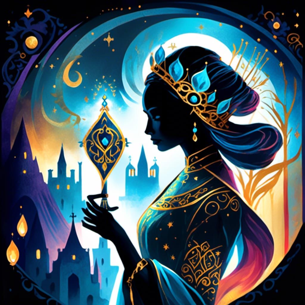 Mystical Queen of Beauty in Tarot Card Art