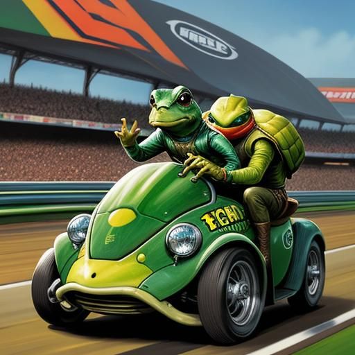 Turtle and Frog Race: Comic Book Art