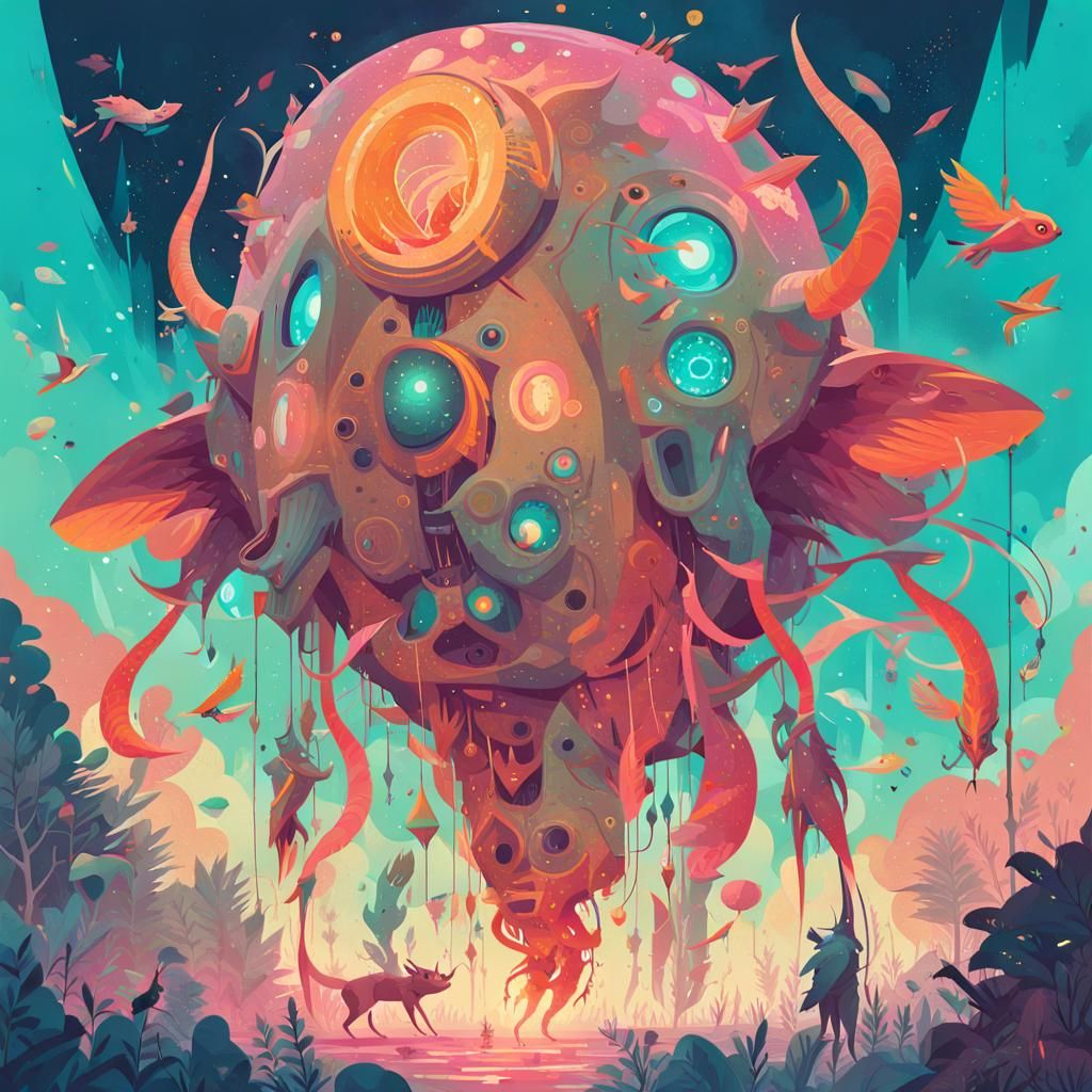 Exotic Creatures Clash in Deep Space Nexus