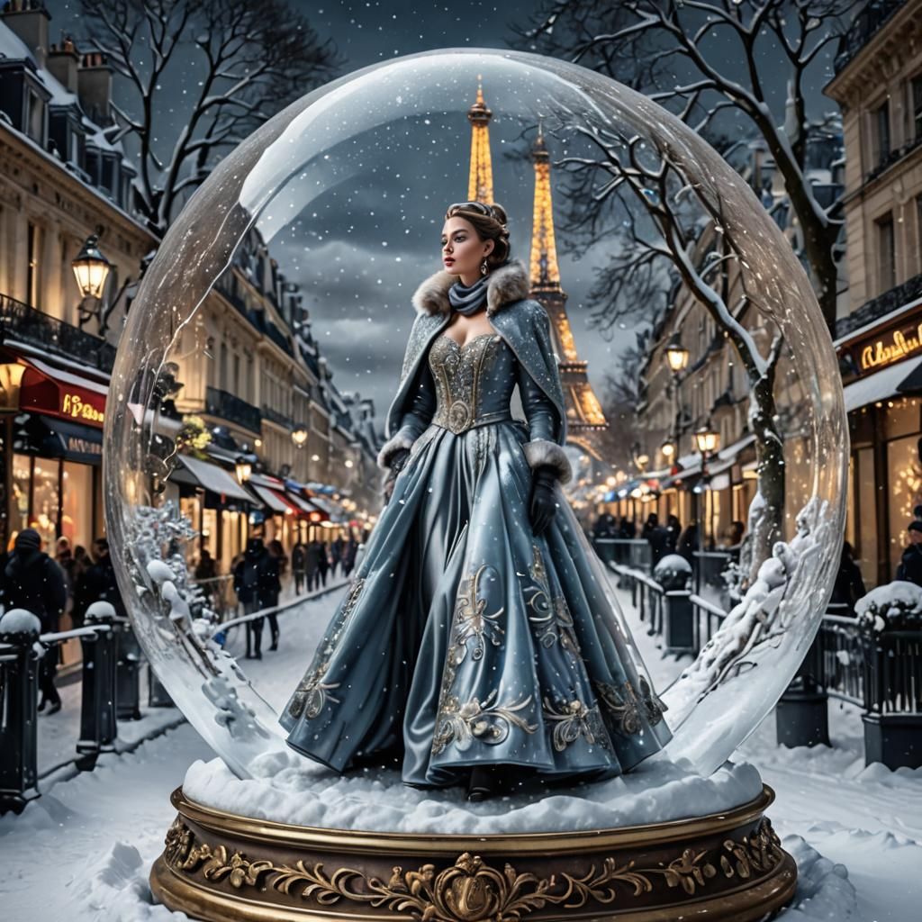Parisian Fashion Show Snow Globe.