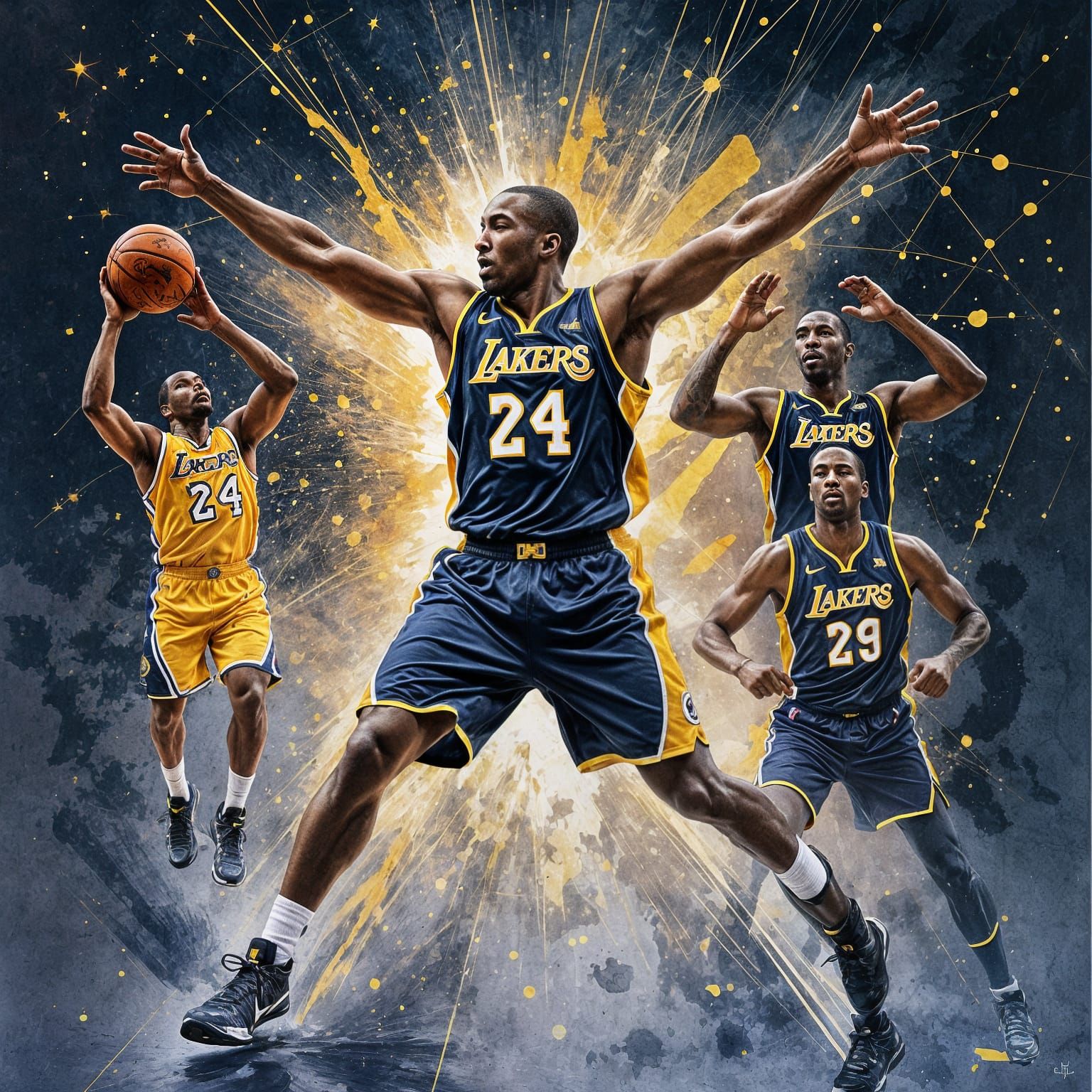 Kobe Bryant Silhouette Filled with Career Highlights