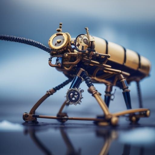 Steampunk Mechanical Insect on Ice