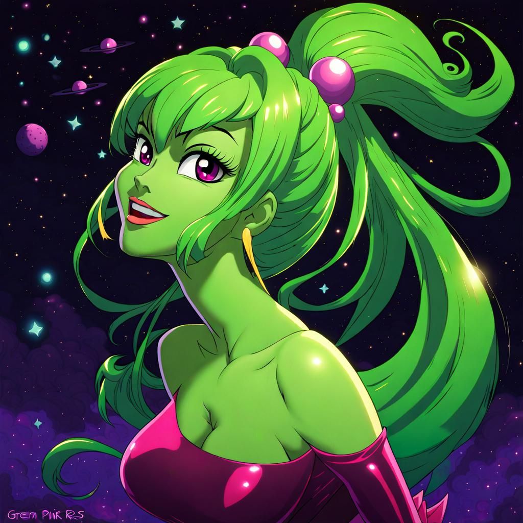 Anime Slime Monster Girl in Outer Space