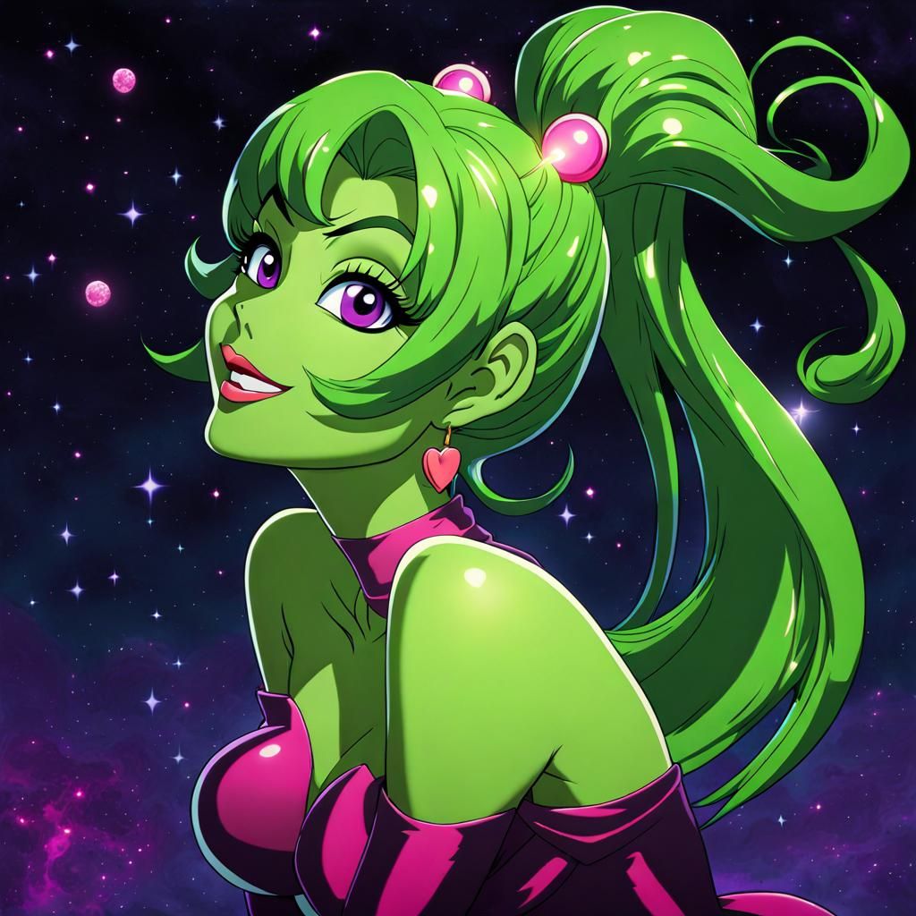 Anime Slime Monster Girl in Don Bluth Style