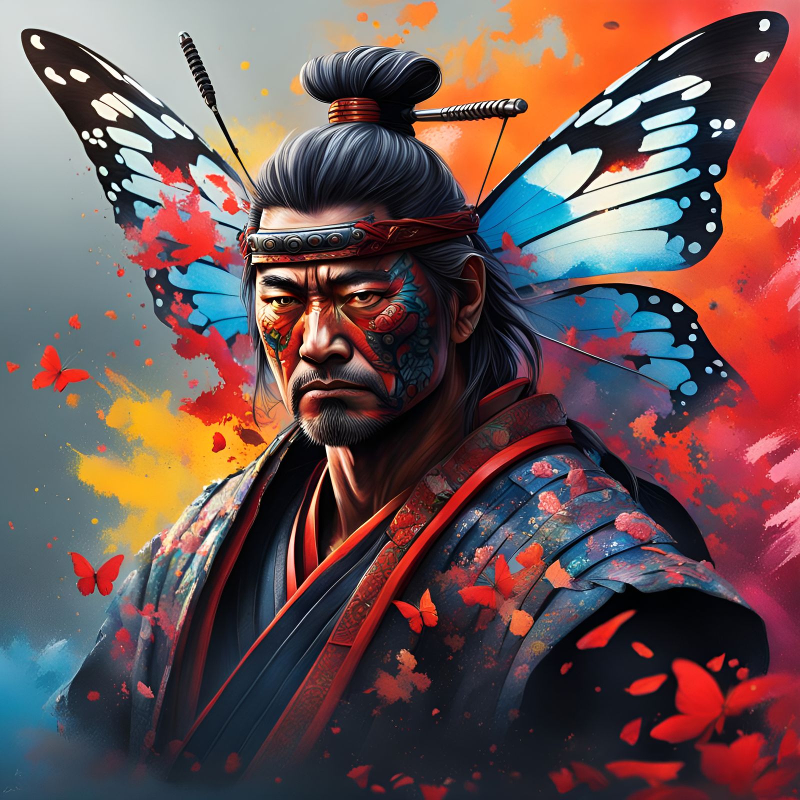 Hyperrealistic Samurai Butterfly Concept Art