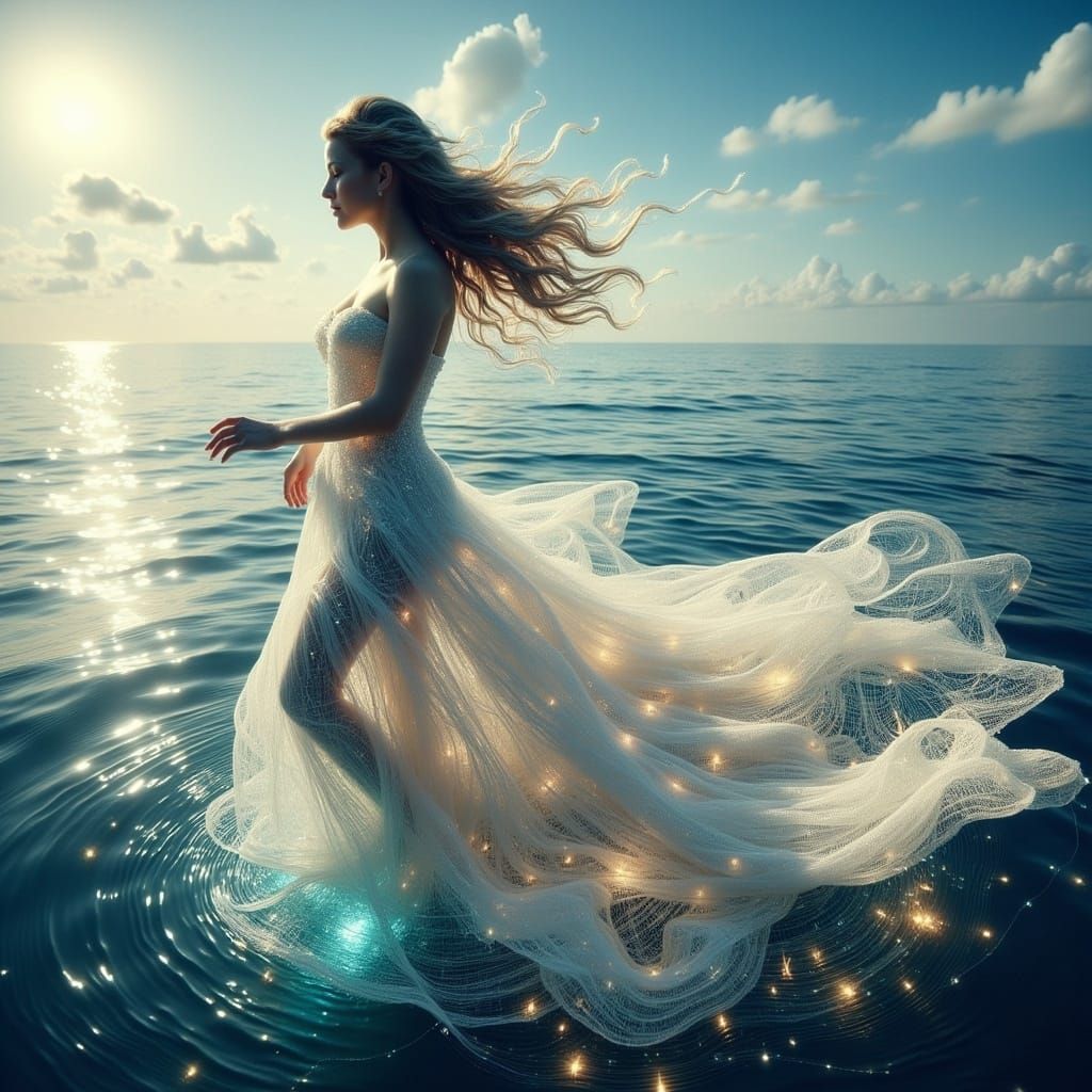 Mythical Ocean Bride in a Sea of Sparkling White