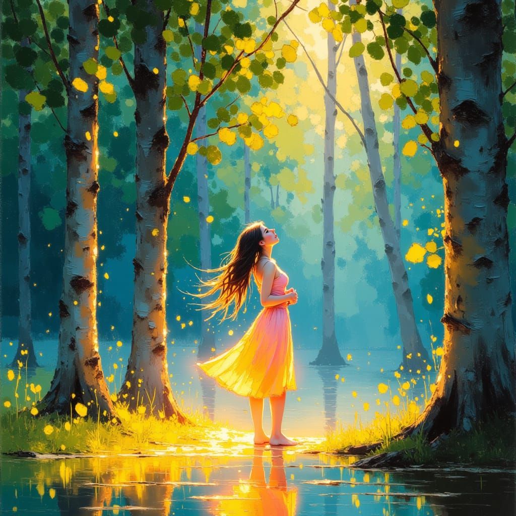 Ethereal Forest Goddess in Alcohol Ink and Watercolor