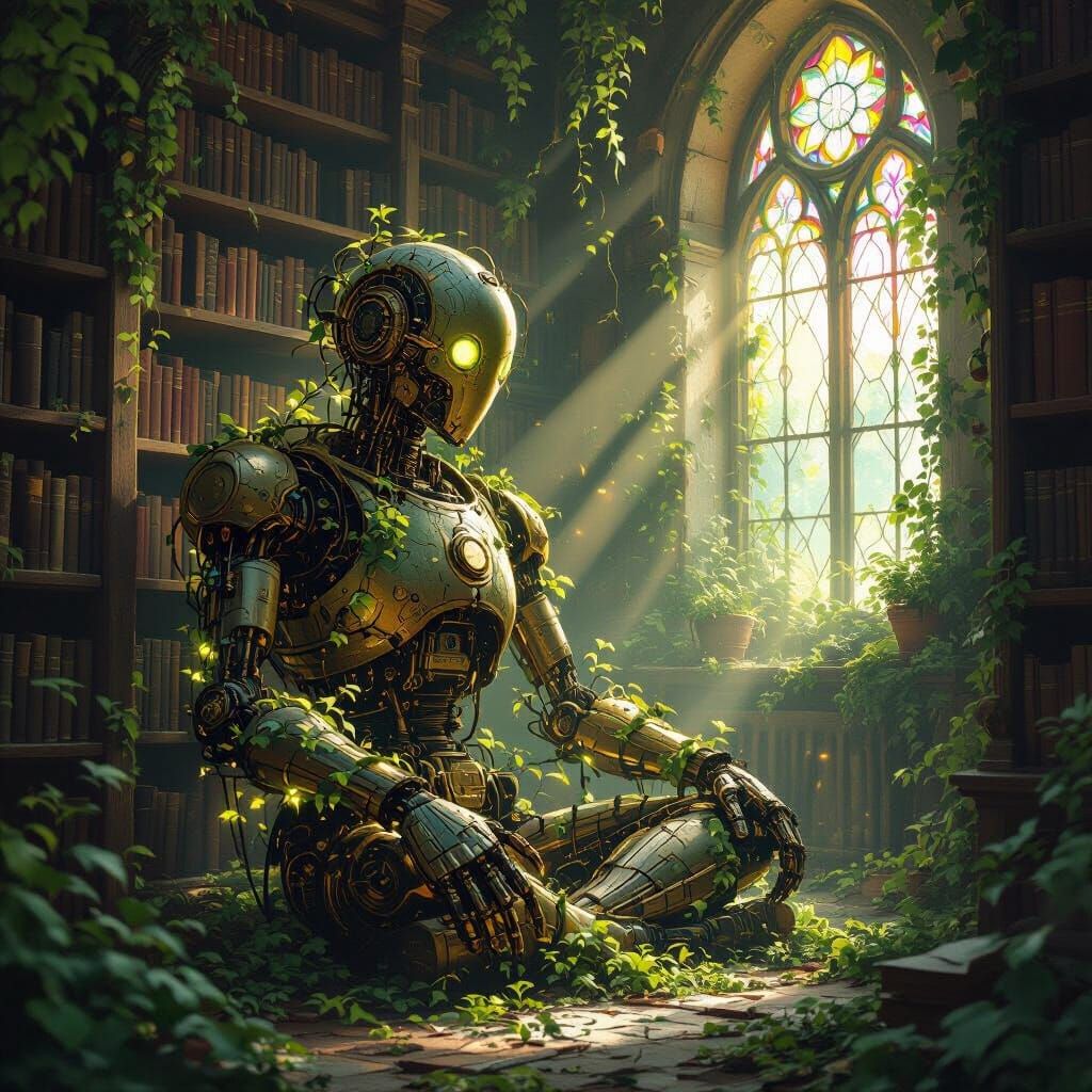 Moss-Covered Automaton in Forgotten Library