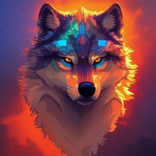 Pixel Art Majestic Wolf in 8K Resolution