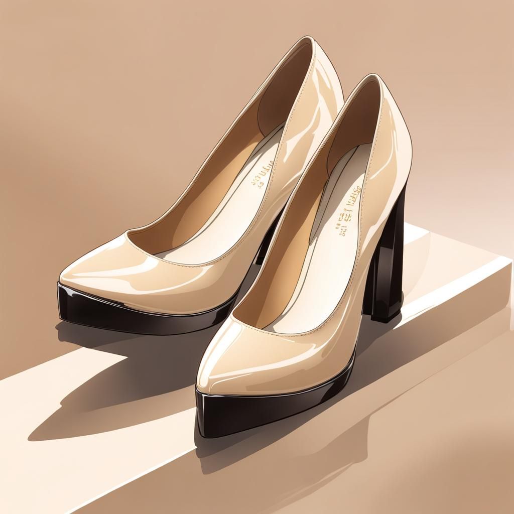 Beige Women's Shoes in Anime Style