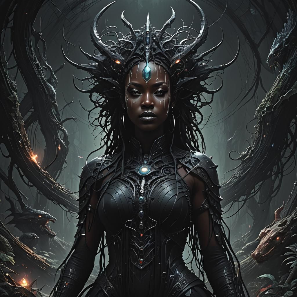 👩🏾🦰🧛♀️✨💥 dark ambient dark fantasy, Greg Rutkowski, Leusch, Rads, Beeple