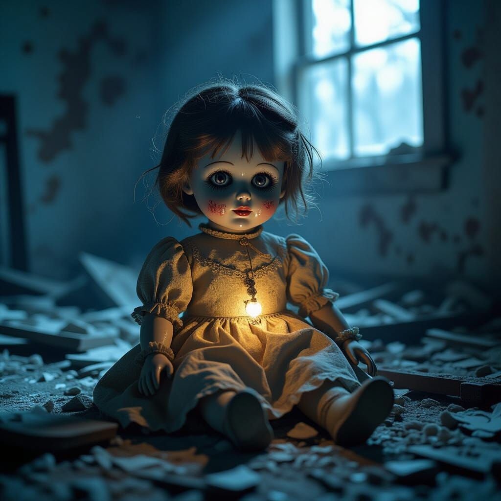 Haunted Doll in Dilapidated Room