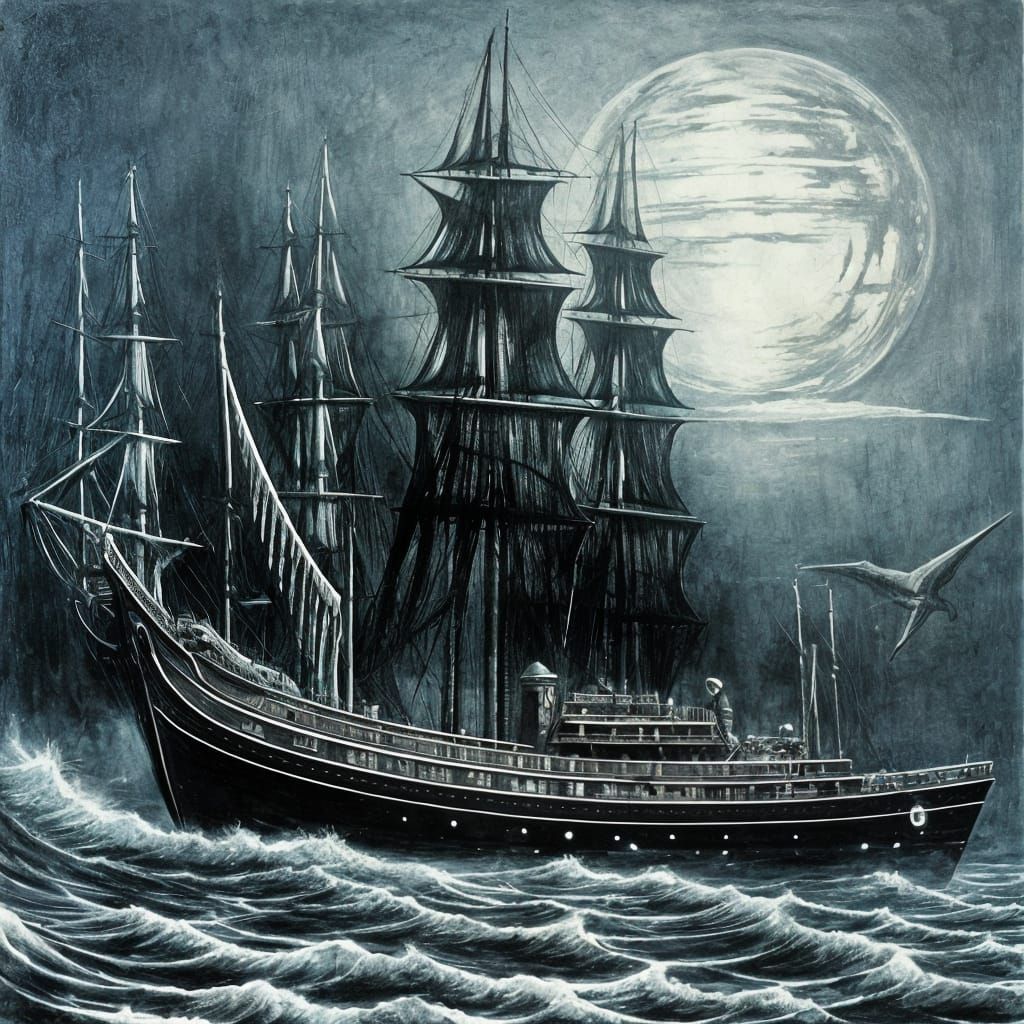 Ghostly Pirate Ship Unveiled in Midnight Shadows