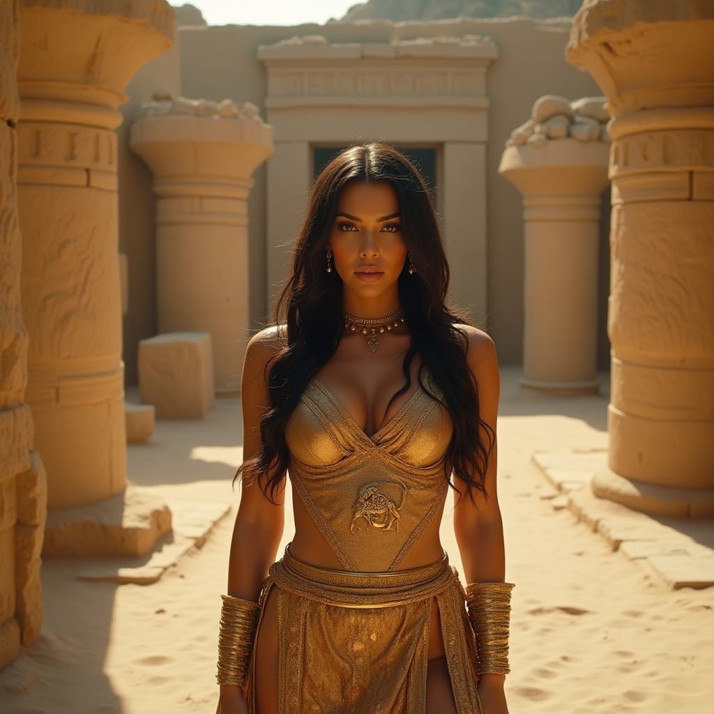 Ancient Temple Goddess in Sumerian Splendor