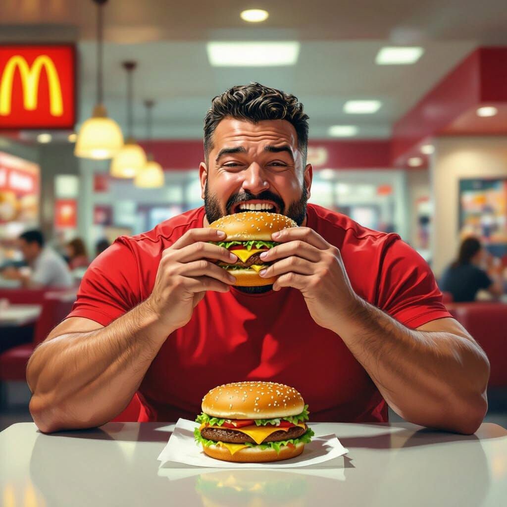 Man Enjoys Big Mac in Hyperrealistic Digital Art
