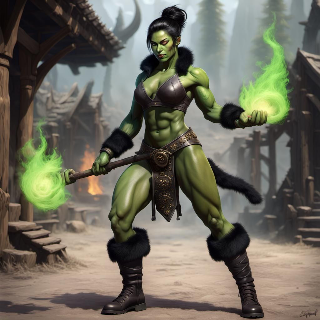 Muscular Orc Monk in Medieval Arena