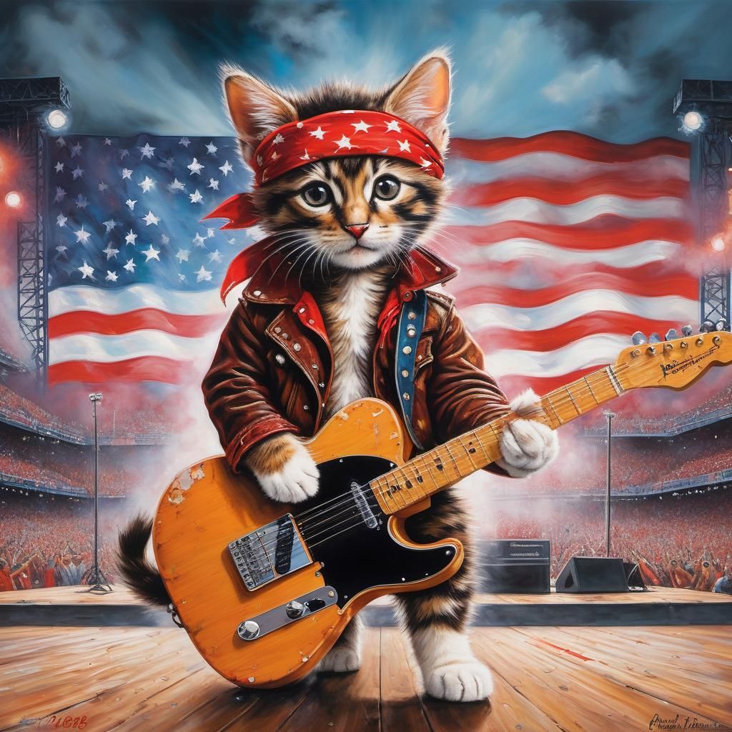 The Boss... Bruce Springsteen Cat Version 😼🎸