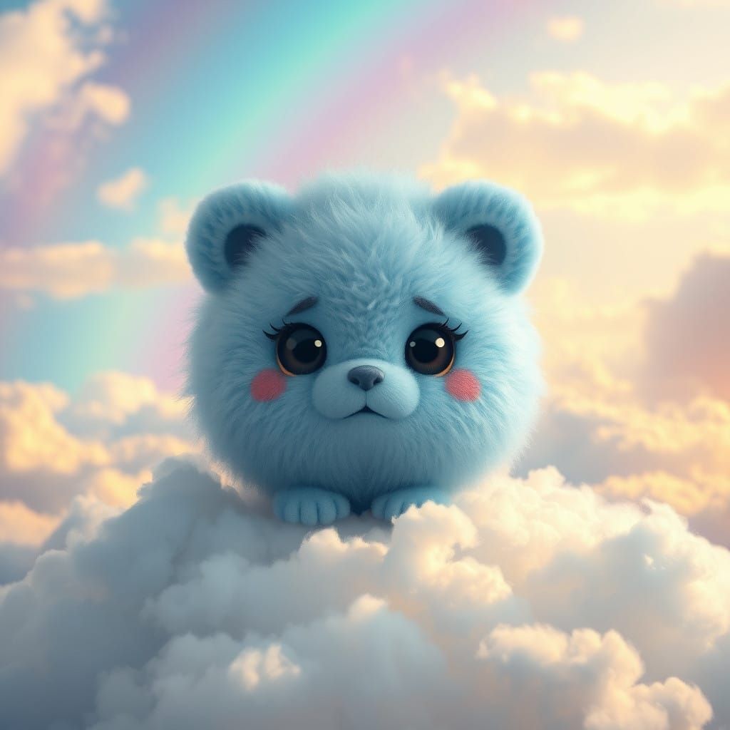 A Heavenly Blue Creature Soars Among Majestic Multicolored C...