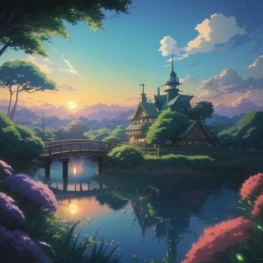 Anime Key Visual in Studio Ghibli Style