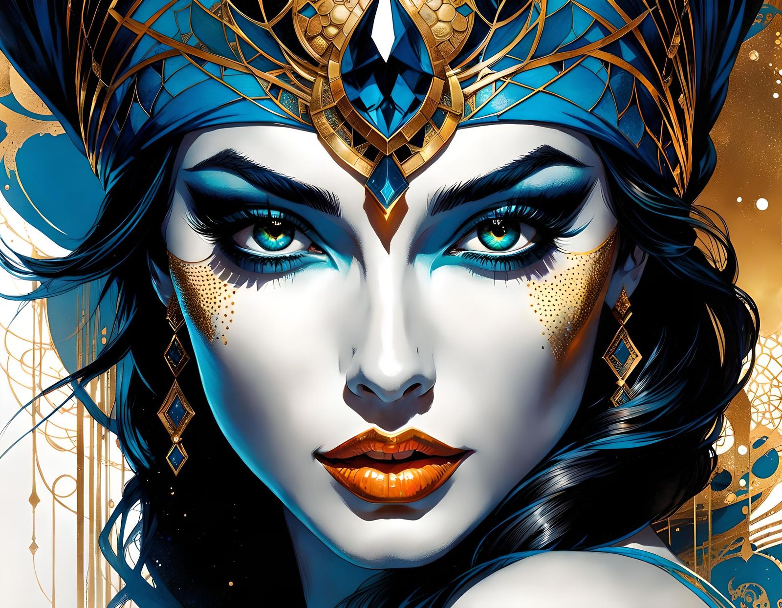 Evil Djinn Pen and Ink Drawing in Pin-Up Style