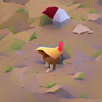 Low Poly Chicken Wearing a Hat