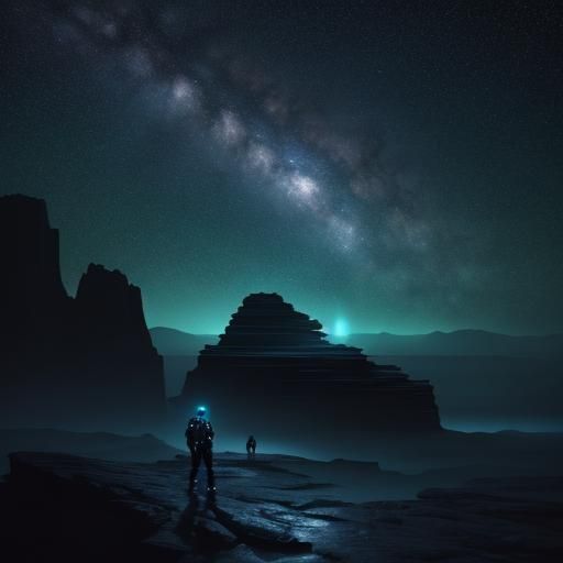 Sirius Sha'em Overlooking Starry Expanse in Sci-Fi Film Stil...