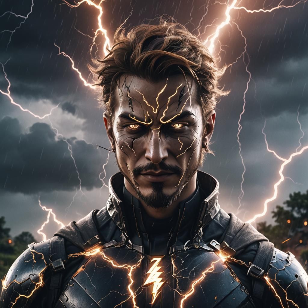 Anonymous Man in Lightning, Detailed Matte Painting