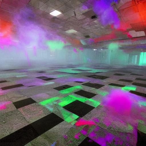 Woman Obscured by Smoke and Strobe Lights