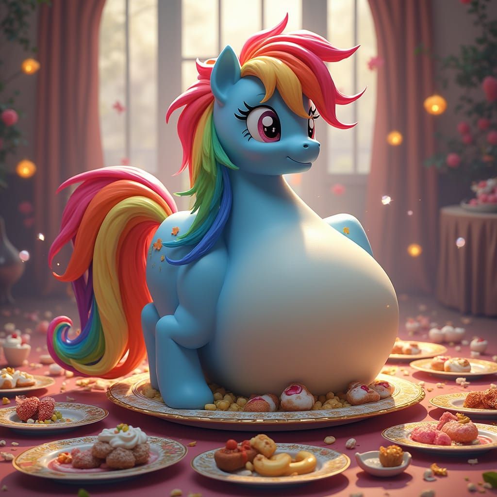 Rainbow Dash's Colossal Feast: A Vore Belly Showcase