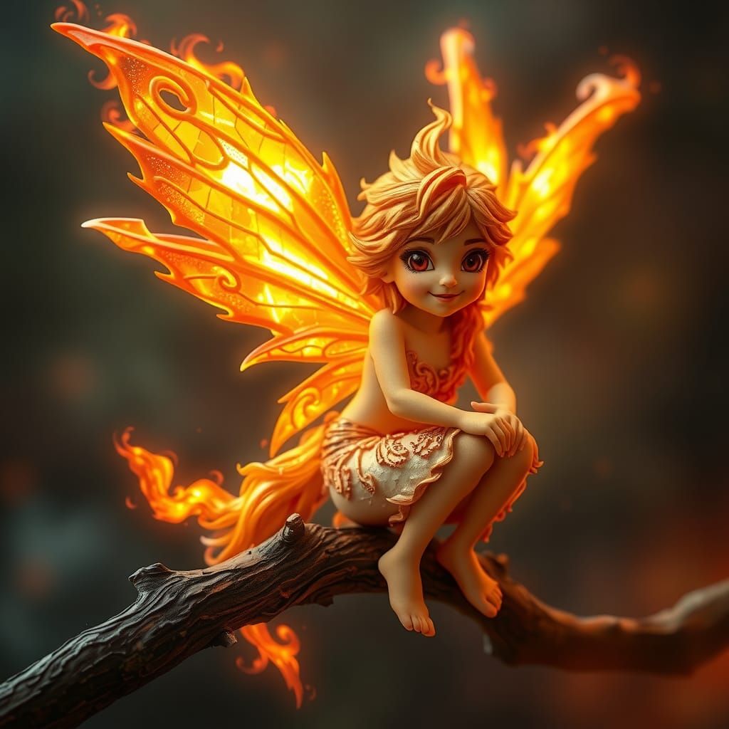 Incandescent Fire Fairy with Glowing Aura