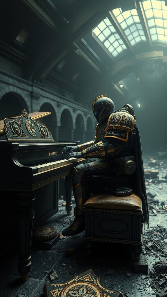Space Marine Piano Maestro in a Ruined, Gothic Future