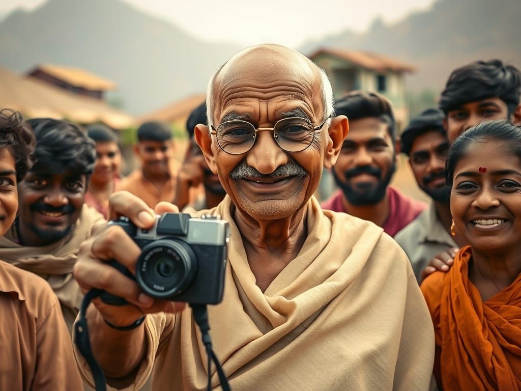 Warm and Nostalgic Gandhi Scene in Rural India
