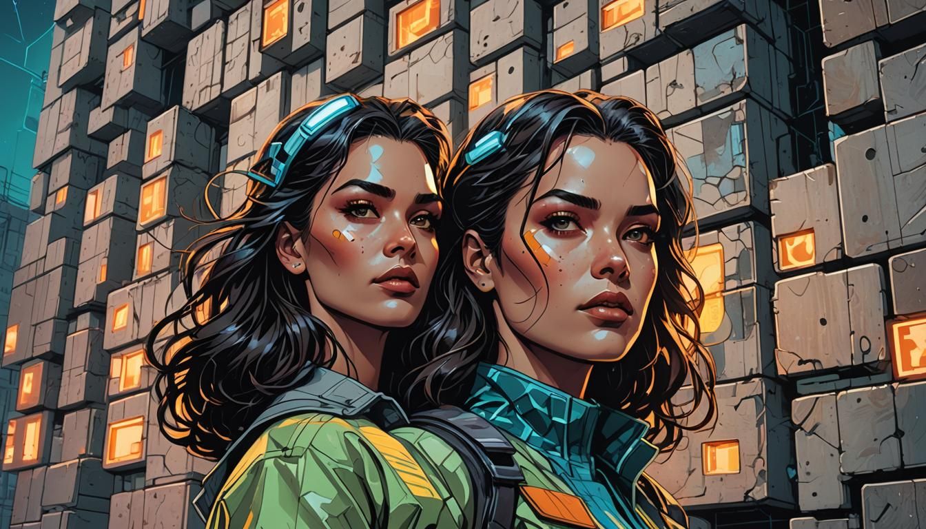 Retro-Futuristic Comic Book Portrait in Neon