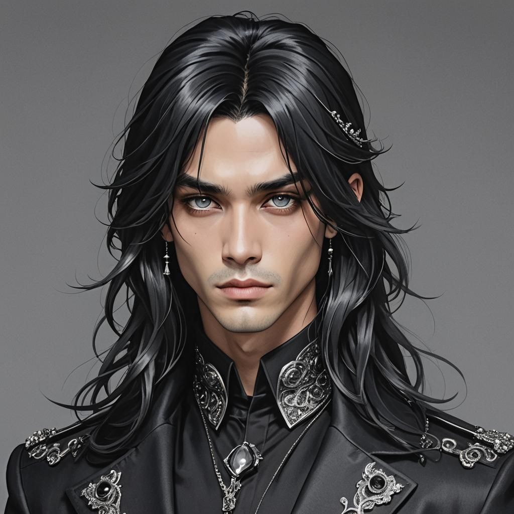 Anime Style Character: Onyx in Black and Silver